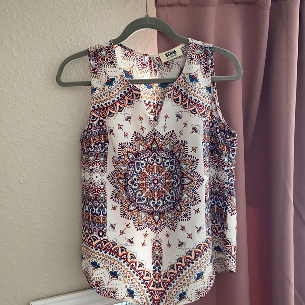 Mandala print sleeveless blouse
